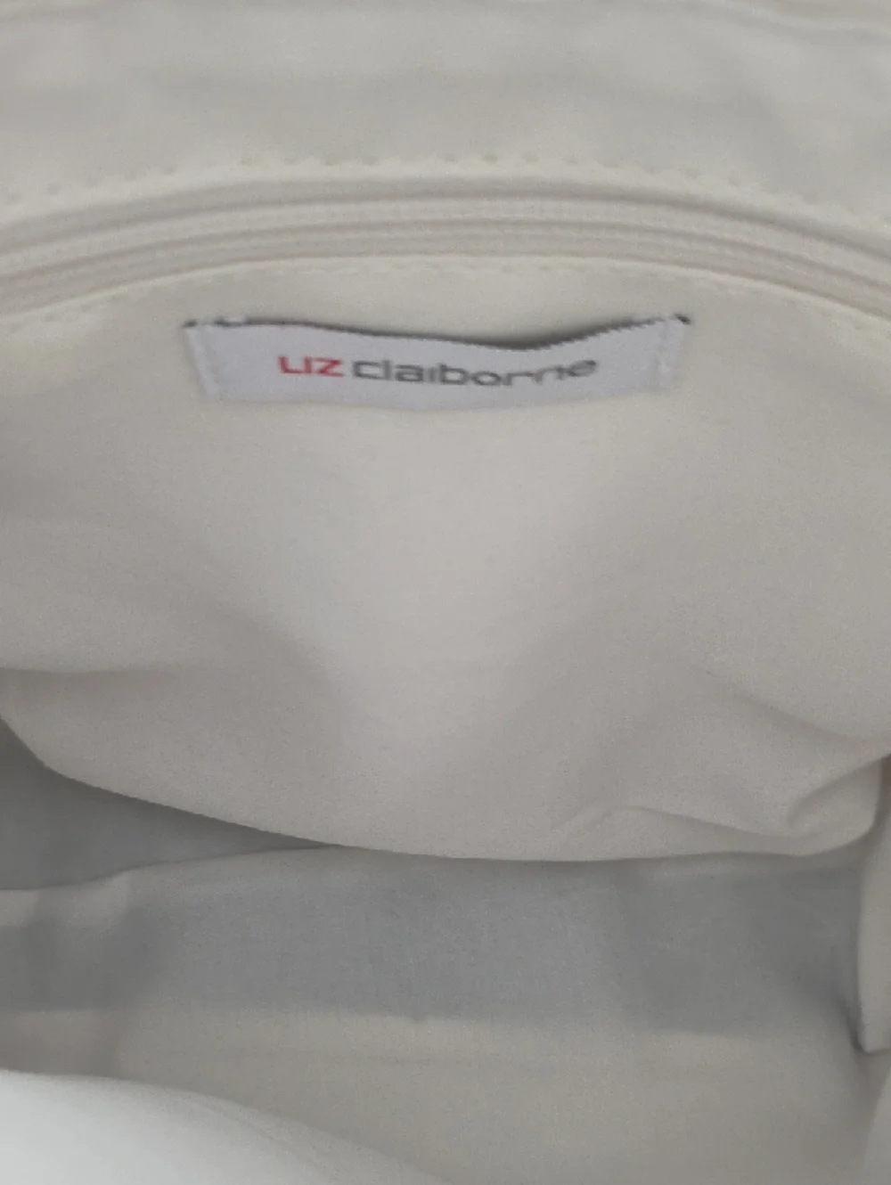 Liz Claiborne White Geometric Crossbody with Brown Trim and Gold Hardware - Picture 7 of 8